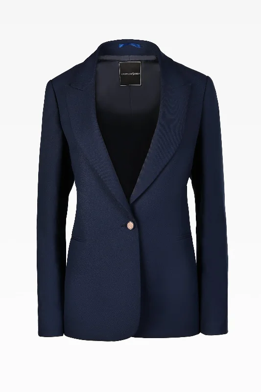 Sam French Navy Single Breasted Jacket: Tailored Elegance Essential for Modern Women Satin Jacket Silk Jacket Chiffon Jacket