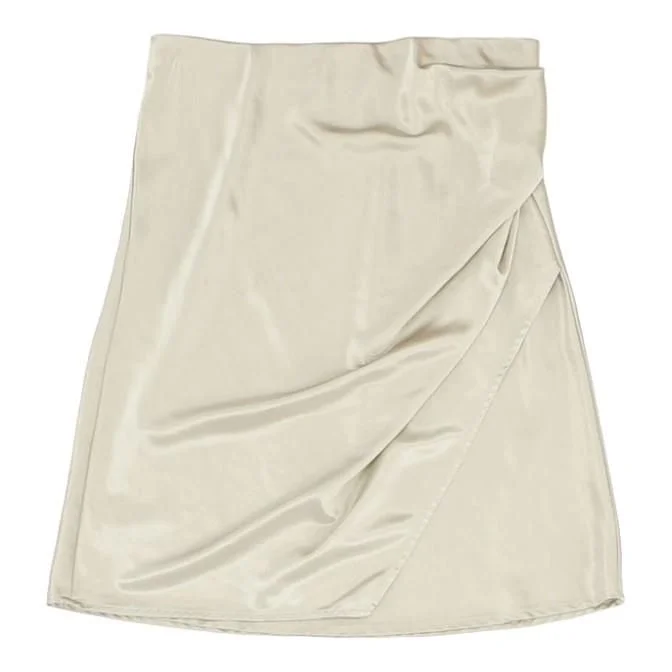 Silver Solid Mini Skirt flowy skirt hem