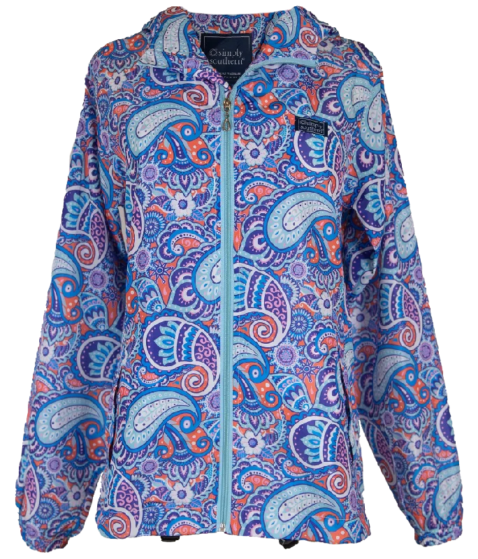 Simply Southern Collection Paisley Rain Jacket Denim Fabric Leather Fabric Suede Fabric Simply Southern Collection Paisley Rain Jacket Denim Fabric Leather Fabric Suede Fabric