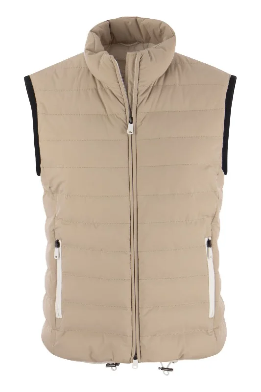 Sleeveless down jacket in membraned nylon with monile Denim Jacket Leather Jacket Suede Jacket