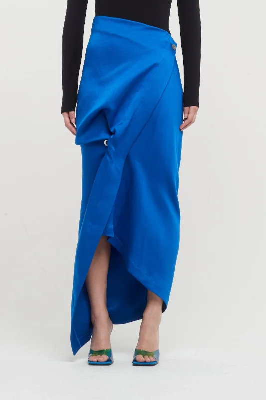 Issey Miyake Enveloping Skirt in Blue linen skirt airy