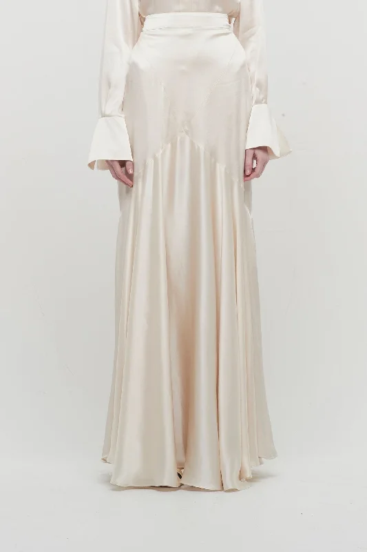 Nina Ricci Bias Light Satin Long Skirt in Champagne tulle skirt dreamy