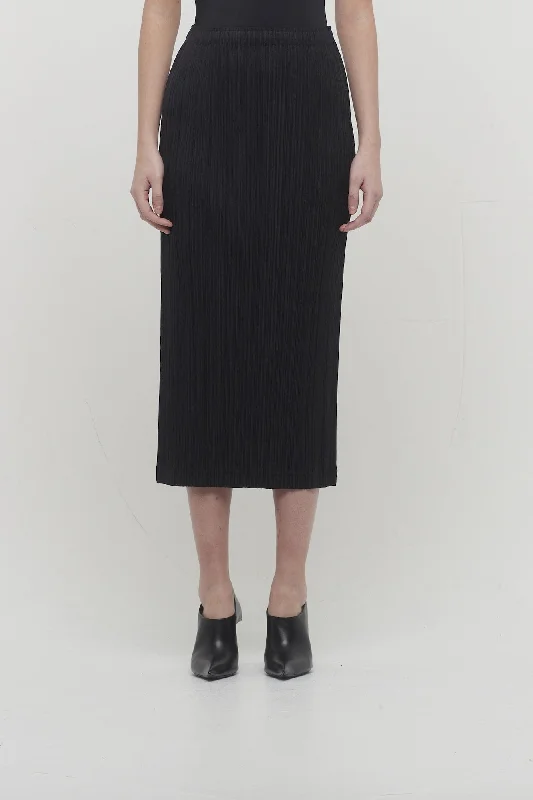 Pleats Please Issey Miyake Thicker Bottoms Skirt in Black velvet skirt luxury