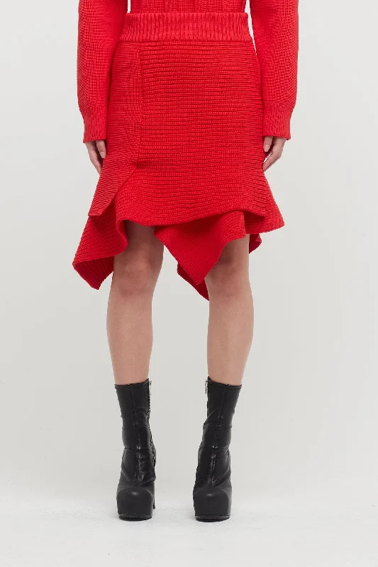 Sacai Knit Skirt in Red corduroy skirt cozy