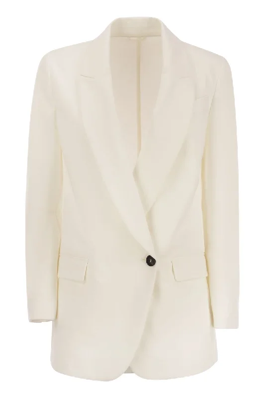 Stretch cotton interlock Couture jacket with jewellery One-Shoulder Jacket Off-the-Shoulder Jacket Asymmetrical Jacket