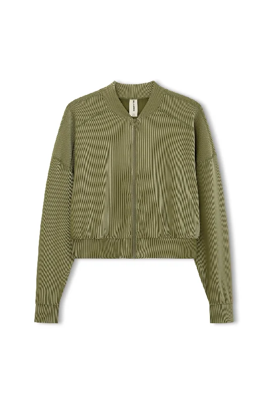 Stripe Rib Jacket - Olive Denim Jacket Leather Jacket Suede Jacket