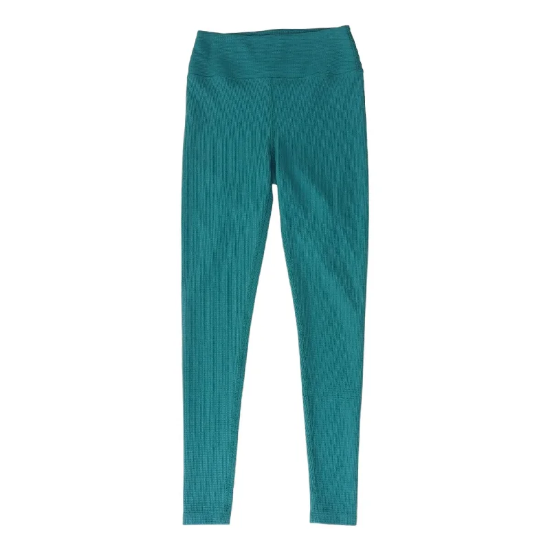 Teal Solid Leggings Trendy High-Compression Leggings