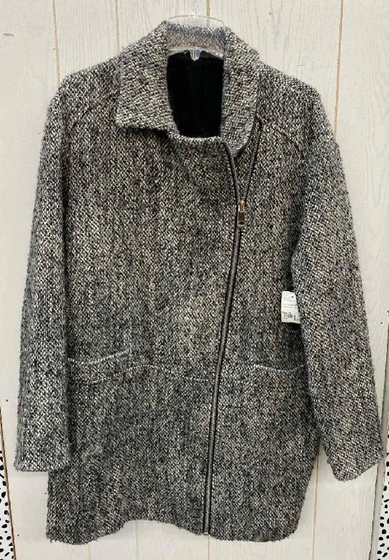 TopShop Gray Womens Size 12 Jacket (Outdoor) Wool Fabric Cashmere Fabric Tweed Fabric