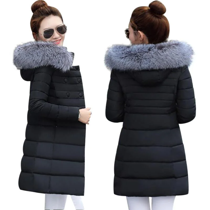 Wadded Jackets warm Outwear With  Fur Collar Mesh Jacket Canvas Jacket Denim Jacket