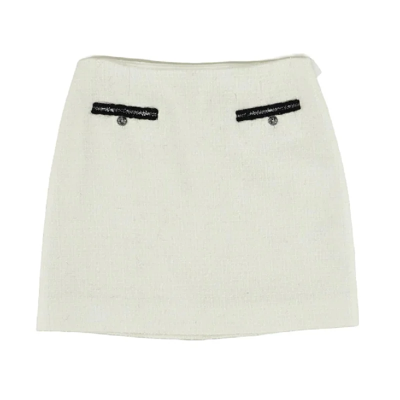 White Solid Mini Skirt cashmere skirt fine