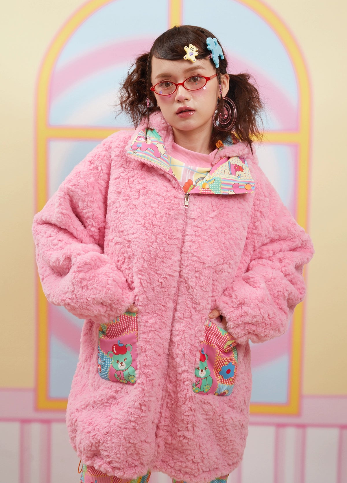Winter Print Cute Double-Sided Cotton Jacket Cardigan Sweater Pullover