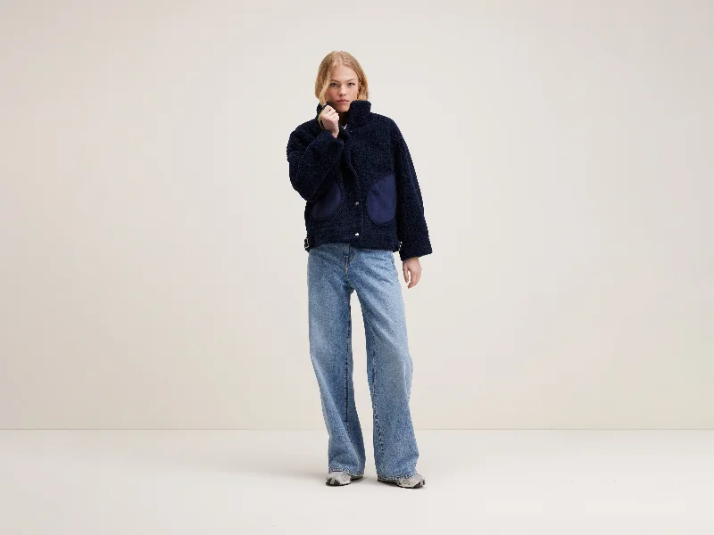 Edwige shearling jacket (242 / W / NAVAL) Tailored Jacket Straight Jacket A-Line Jacket