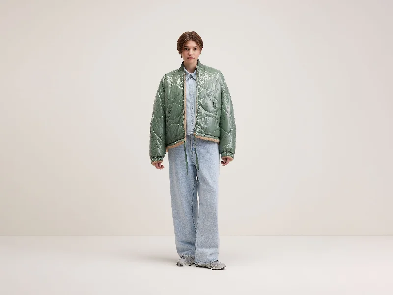 Helsy padded jacket (242 / W / EUCALYPTUS) Welt Pockets Slit Pockets Flap Pockets