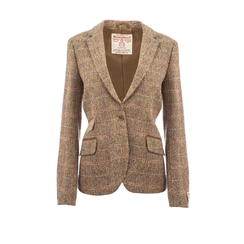 Women's Harris Tweed Iona Jacket  Natural Check Faux Fur Jacket Real Fur Jacket Shearling Jacket