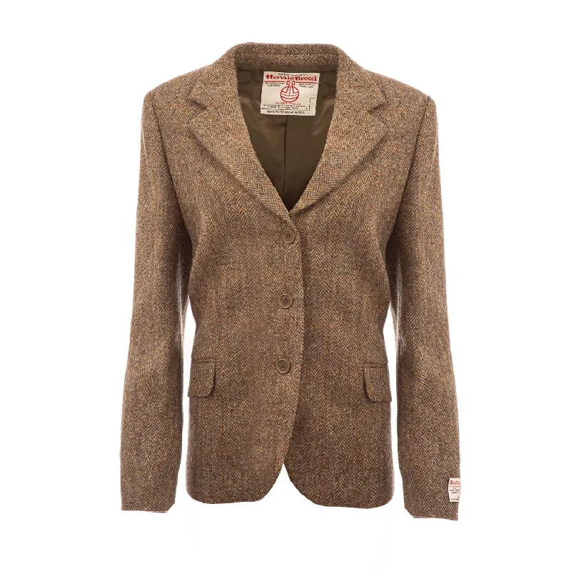 Women's Harris Tweed Rona Jacket  Brown Herringbone Hooded Jacket Caped Jacket Shawl Collar Jacket