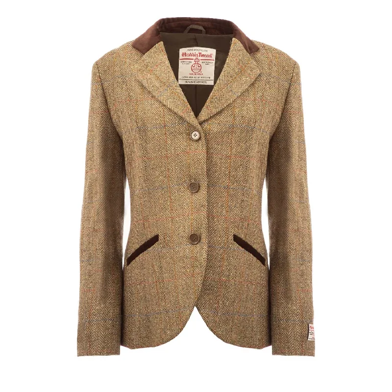 Women's Harris Tweed Skye Jacket  Green One-Shoulder Jacket Off-the-Shoulder Jacket Asymmetrical Jacket