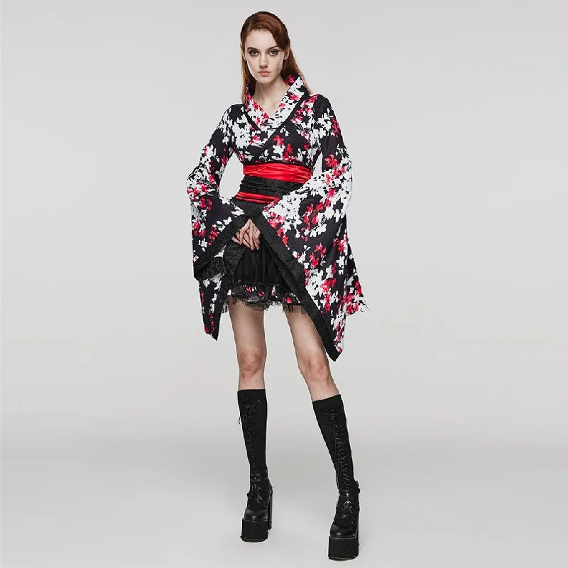 Women's Lolita Floral Printed Kimono with Skirt seamless skirt comfort