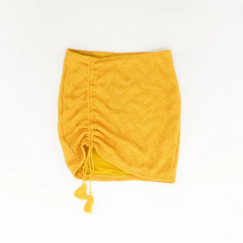 Yellow Graphic Mini Skirt chiffon skirt airy