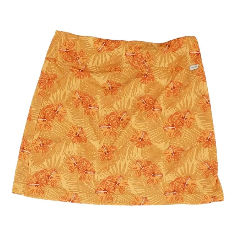 Yellow Tropical Midi Skirt asymmetrical skirt cut