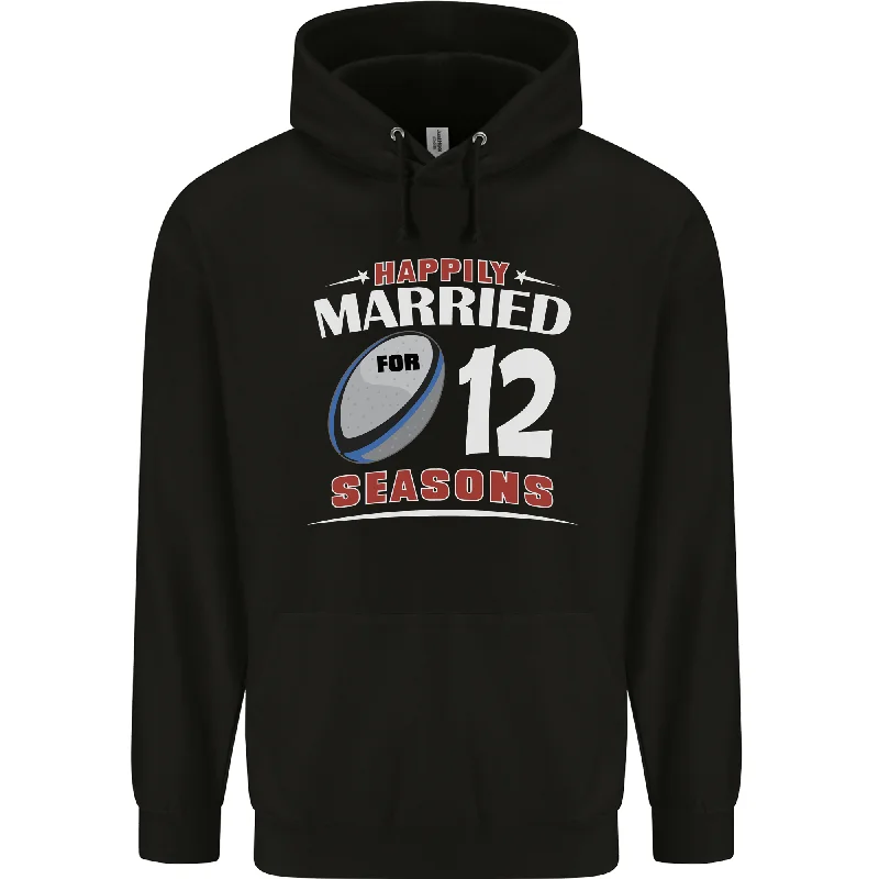 12 Year Wedding Anniversary 12th Rugby Mens 80% Cotton Hoodie Hoodie with Slim Fit Tailored Modern