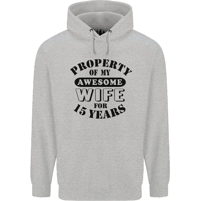 15th Wedding Anniversary 15 Year Funny Wife Mens 80% Cotton Hoodie Hoodie with Ribbed Cuffs Snug Fit Comfort