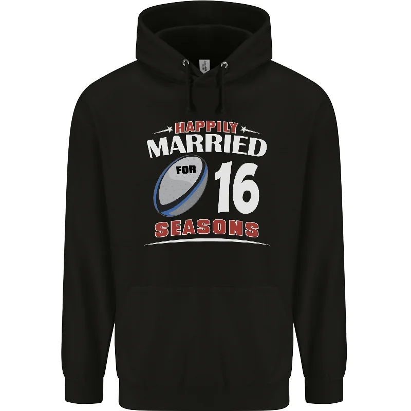 16 Year Wedding Anniversary 16th Rugby Mens 80% Cotton Hoodie Hoodie with Elastic Cuffs Stretchable Comfortable