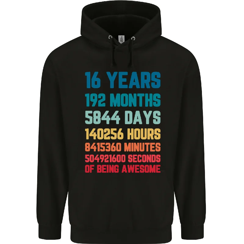 16th Birthday 16 Year Old Mens 80% Cotton Hoodie Hoodie Sweatshirt Pullover