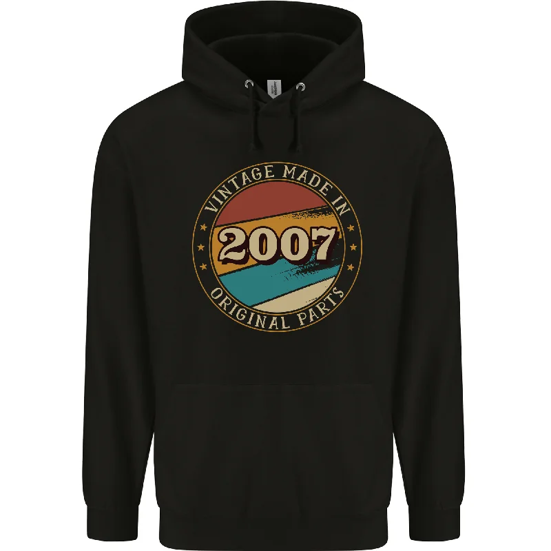 17th Birthday  Vintage Made In 2007 Mens 80% Cotton Hoodie Hoodie with Front Slit Layering Stylish