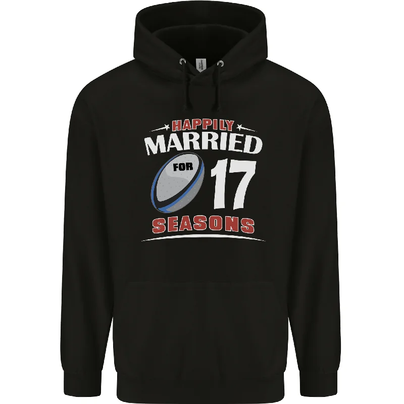 17 Year Wedding Anniversary 17th Rugby Mens 80% Cotton Hoodie Hoodie with Tied Waist Feminine Flattering