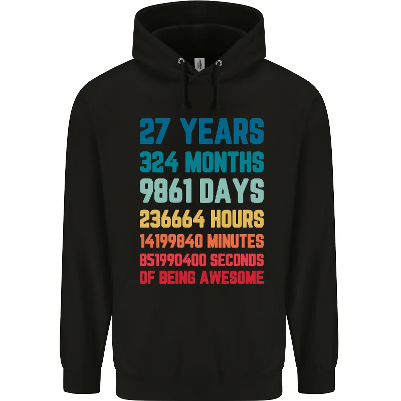 27th Birthday 27 Year Old Mens 80% Cotton Hoodie Hoodie with Raw Hem Edgy Unfinished 27th Birthday 27 Year Old Mens 80% Cotton Hoodie Hoodie with Raw Hem Edgy Unfinished