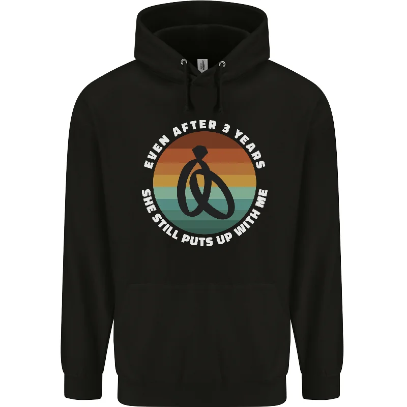 3 Year Wedding Anniversary 3rd Marriage Mens 80% Cotton Hoodie Hoodie with Velcro Closure Adjustable Secure 3 Year Wedding Anniversary 3rd Marriage Mens 80% Cotton Hoodie Hoodie with Velcro Closure Adjustable Secure