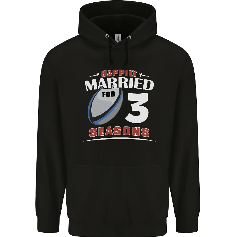 3 Year Wedding Anniversary 3rd Rugby Mens 80% Cotton Hoodie Hoodie with Hem Contrast Bold Stylish