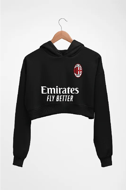 A.C. Milan 2021-22 Crop HOODIE FOR WOMEN Hoodie with Ribbed Hem Stretchable Secure