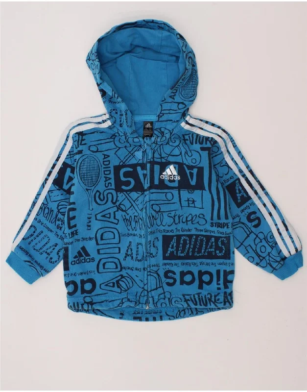 ADIDAS Baby Boys Graphic Zip Hoodie Sweater 9-12 Months Blue Hoodie with Logo Branding Identity ADIDAS Baby Boys Graphic Zip Hoodie Sweater 9-12 Months Blue Hoodie with Logo Branding Identity
