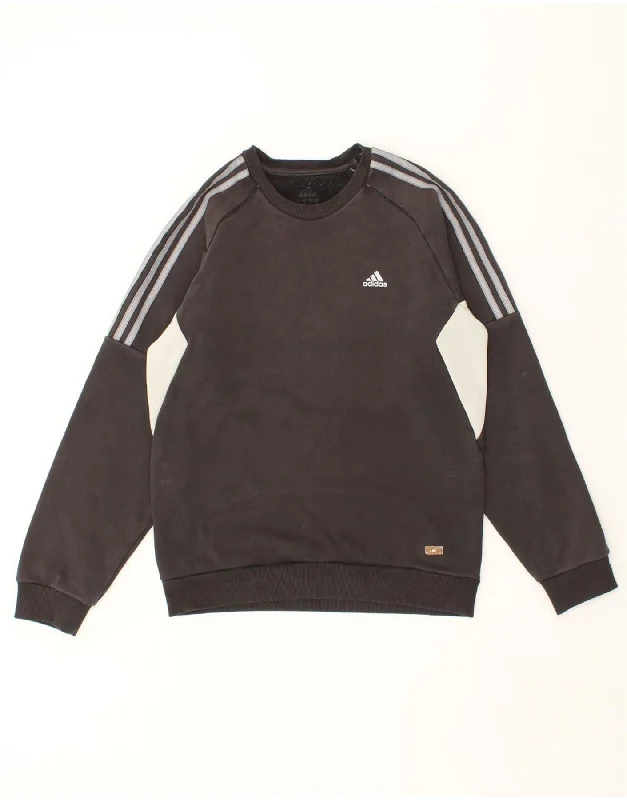 ADIDAS Mens Climalite Sweatshirt Jumper Small Black Colourblock Cotton Hoodie Jacket Zipper Layering