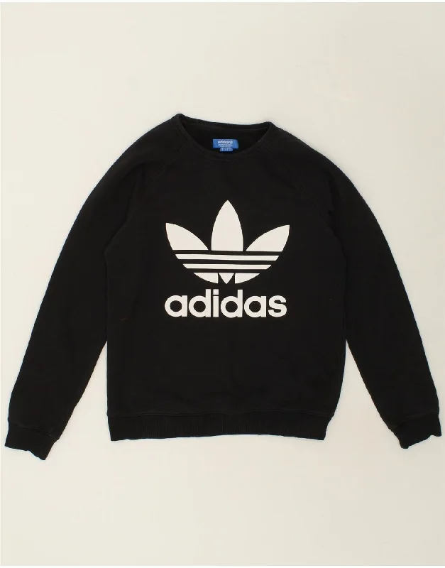 ADIDAS Mens Graphic Sweatshirt Jumper Small Black Cotton Hoodie with Hem Detail Decorative Unique ADIDAS Mens Graphic Sweatshirt Jumper Small Black Cotton Hoodie with Hem Detail Decorative Unique