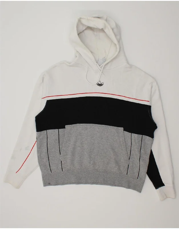 ADIDAS Mens Hoodie Jumper XL White Colourblock Cotton Hoodie with Tie-Dye Psychedelic Retro ADIDAS Mens Hoodie Jumper XL White Colourblock Cotton Hoodie with Tie-Dye Psychedelic Retro
