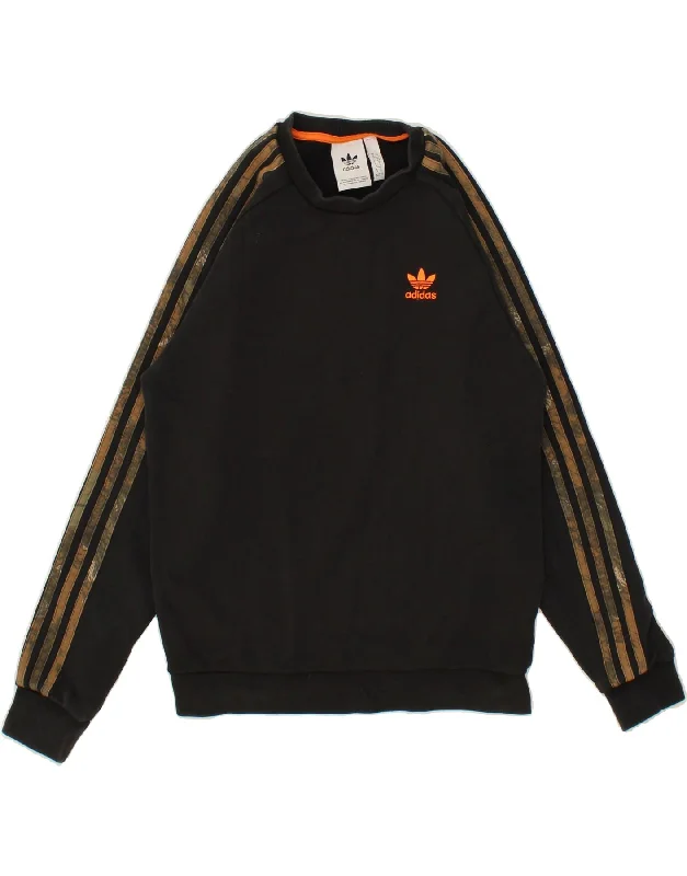 ADIDAS Mens Sweatshirt Jumper Small Black Hoodie with Emblem Brand Identity