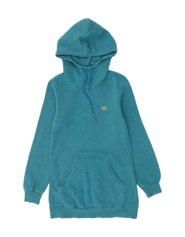 ADIDAS Womens Longline Hoodie Jumper EU 38 Medium Blue Cotton Hoodie with Magnetic Closure Innovative Modern ADIDAS Womens Longline Hoodie Jumper EU 38 Medium Blue Cotton Hoodie with Magnetic Closure Innovative Modern