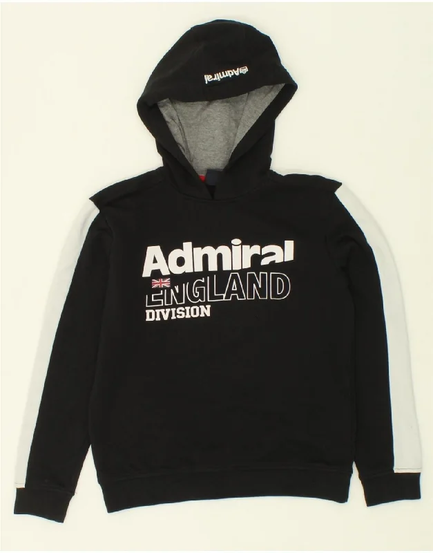 ADMIRAL Boys Graphic Hoodie Jumper 9-10 Years Black Colourblock Cotton Hoodie with Hem Patch Decorative Personalized ADMIRAL Boys Graphic Hoodie Jumper 9-10 Years Black Colourblock Cotton Hoodie with Hem Patch Decorative Personalized
