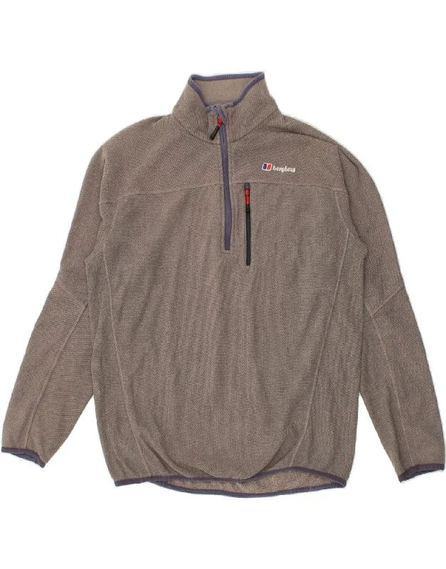 BERGHAUS Mens Zip Neck Sweatshirt Jumper Medium Grey Hoodie with Raglan Sleeves Sporty Comfortable