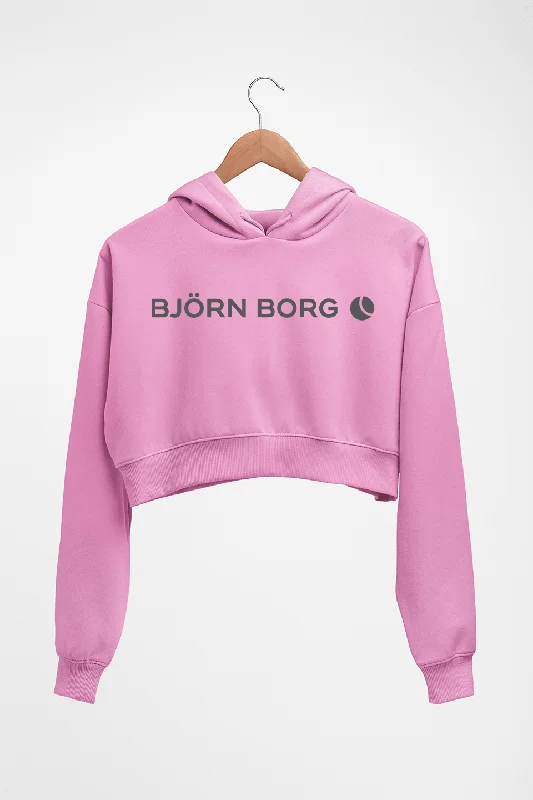 Björn Borg Crop HOODIE FOR WOMEN Hoodie with Hem Embroidery Detailed Premium