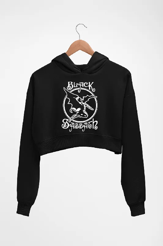 Black Sabbath Crop HOODIE FOR WOMEN Hoodie with Toggle Buttons Decorative Unique