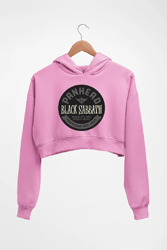 Black Sabbath Crop HOODIE FOR WOMEN Hoodie with Tied Waist Feminine Flattering