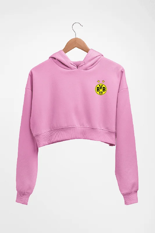 Borussia Dortmund Crop HOODIE FOR WOMEN Hoodie with Cuffed Sleeves Snug Secure