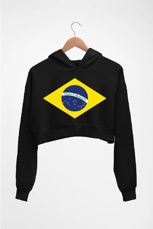 Brazil Crop HOODIE FOR WOMEN Zip Hoodie Drawstring Kangaroo Pocket