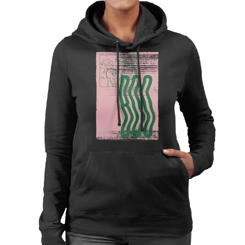 Casper The Friendly Ghost Boo Slam Women's Hooded Sweatshirt Hoodie with Hem Raw Edge Edgy Unfinished