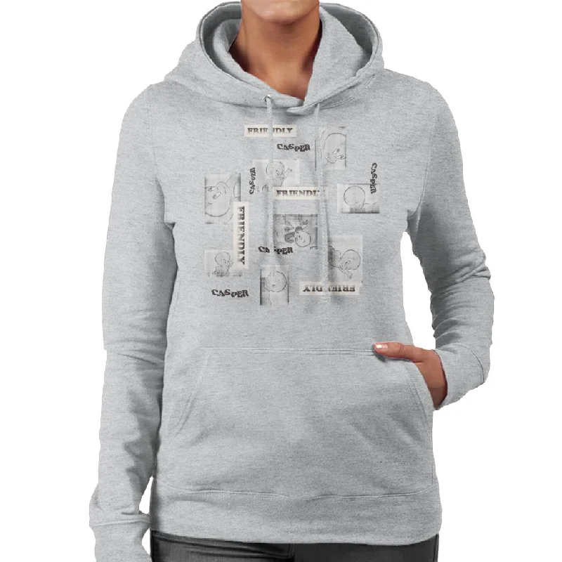 Casper The Friendly Ghost Cartoon Frame Montage Women's Hooded Sweatshirt Hoodie with Color Block Contrast Stylish Casper The Friendly Ghost Cartoon Frame Montage Women's Hooded Sweatshirt Hoodie with Color Block Contrast Stylish