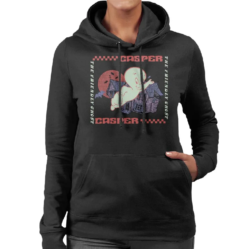 Casper The Friendly Ghost Check Square Women's Hooded Sweatshirt Hoodie with Patch Decorative Personalized Casper The Friendly Ghost Check Square Women's Hooded Sweatshirt Hoodie with Patch Decorative Personalized