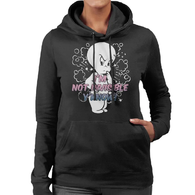 Casper The Friendly Ghost Cross I'm Not Invisible Y'Know Women's Hooded Sweatshirt Hoodie Dress Longline Feminine Casper The Friendly Ghost Cross I'm Not Invisible Y'Know Women's Hooded Sweatshirt Hoodie Dress Longline Feminine